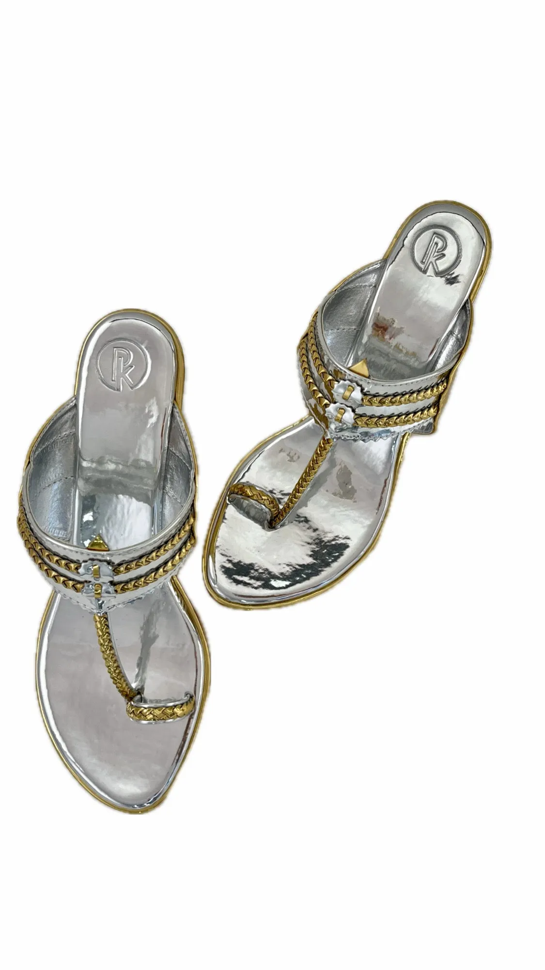 Silver Two Tone Kolhapuri Block Heels