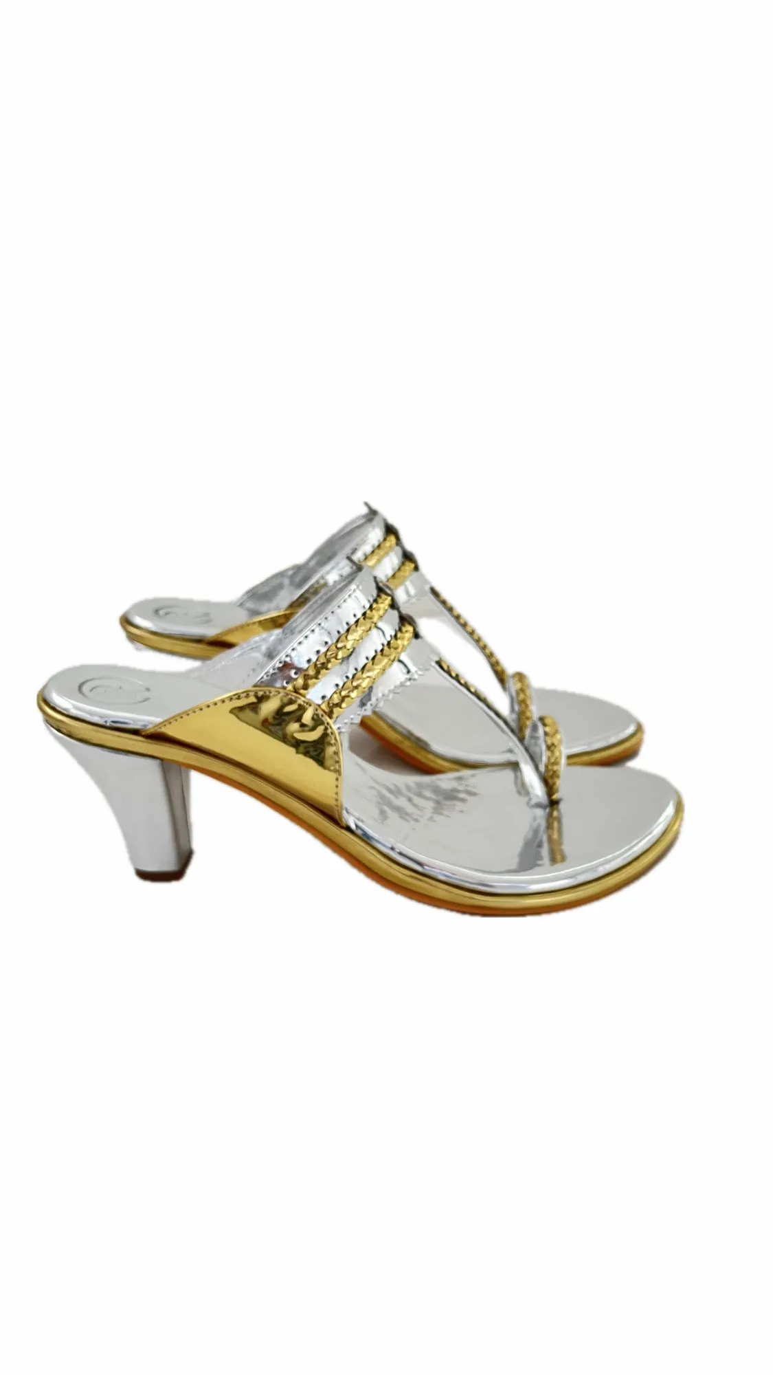Silver Two Tone Kolhapuri Block Heels