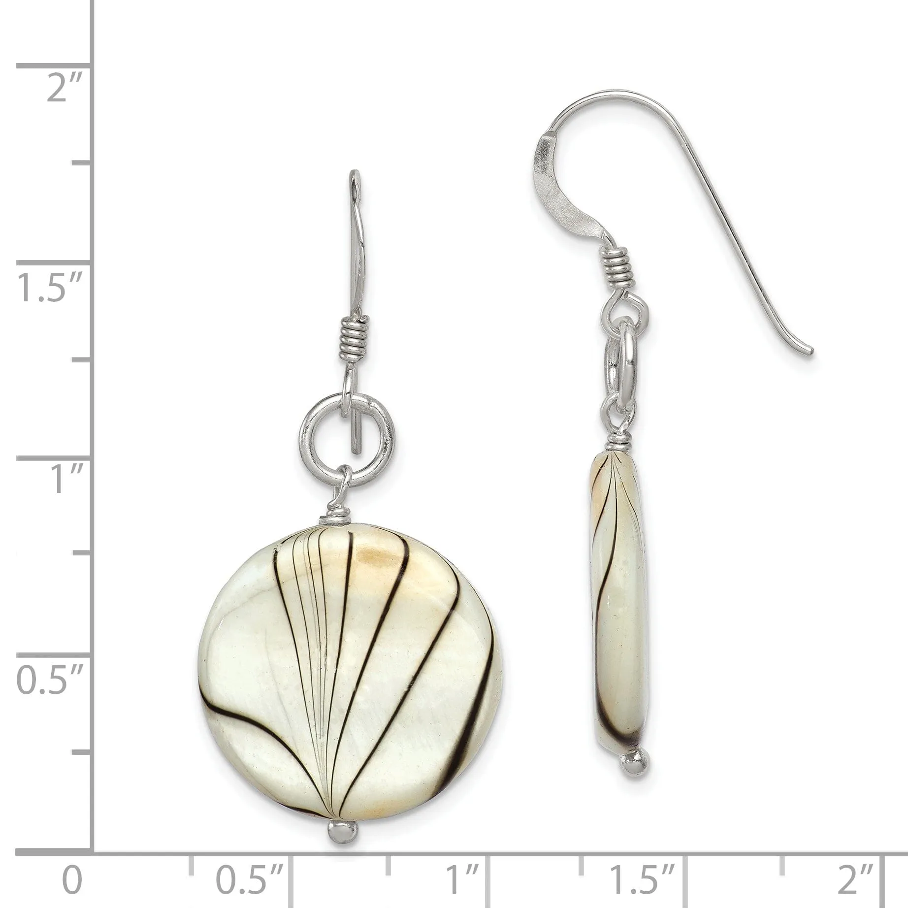 Silver Zebra Mother of Pearl Dangle Earrings