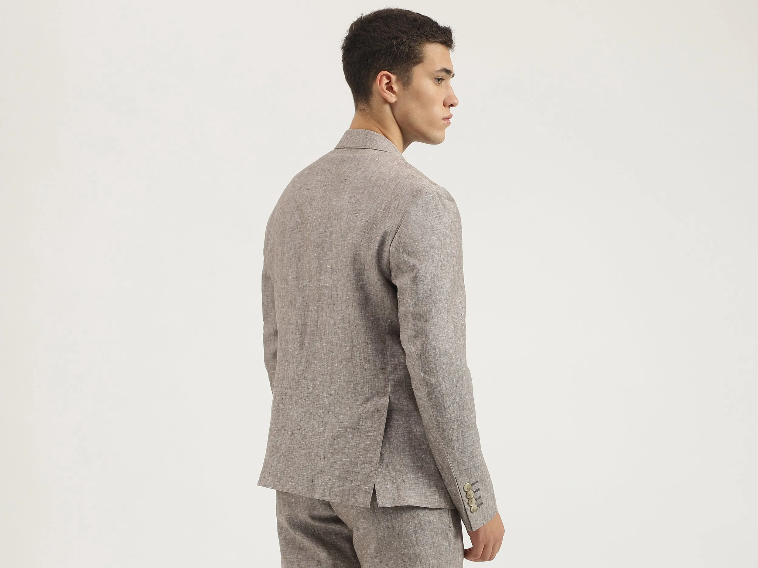 Slim Fit Lapel Collar Solid Blazer
