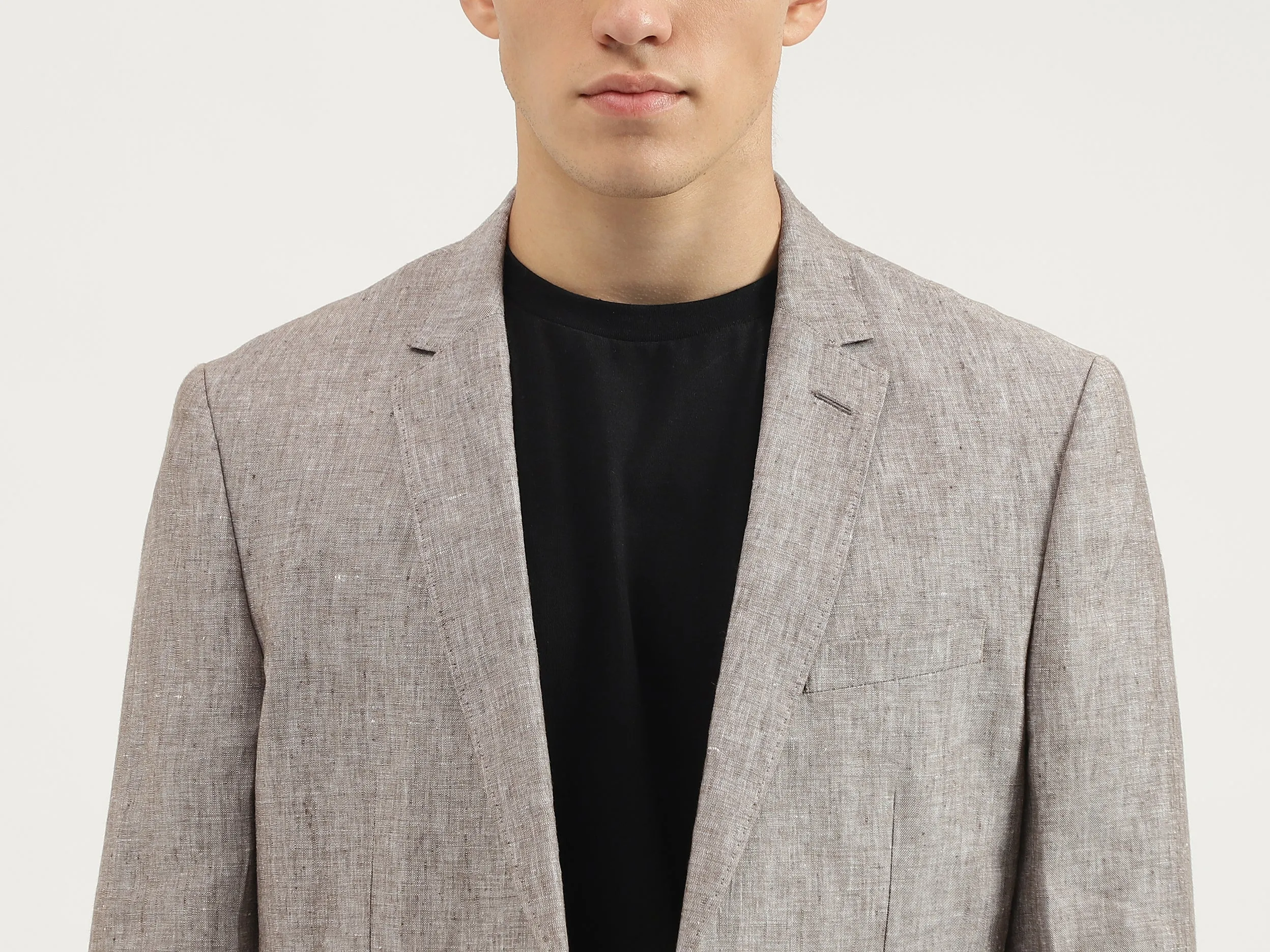 Slim Fit Lapel Collar Solid Blazer