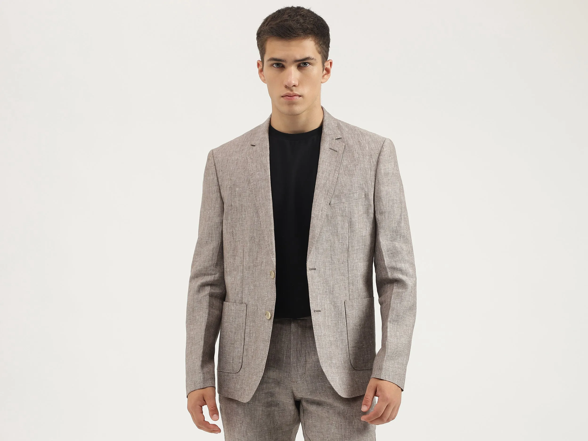 Slim Fit Lapel Collar Solid Blazer