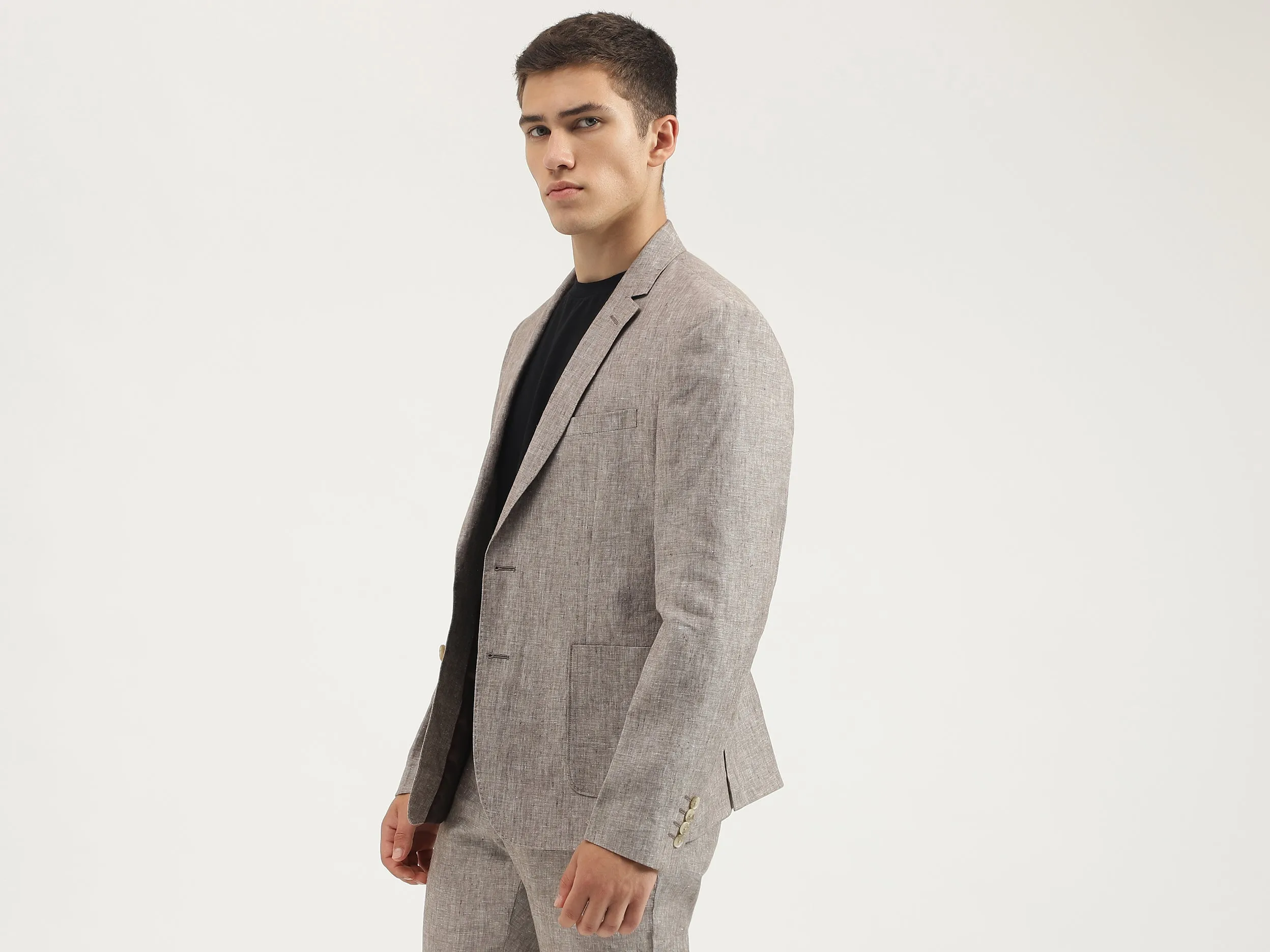 Slim Fit Lapel Collar Solid Blazer