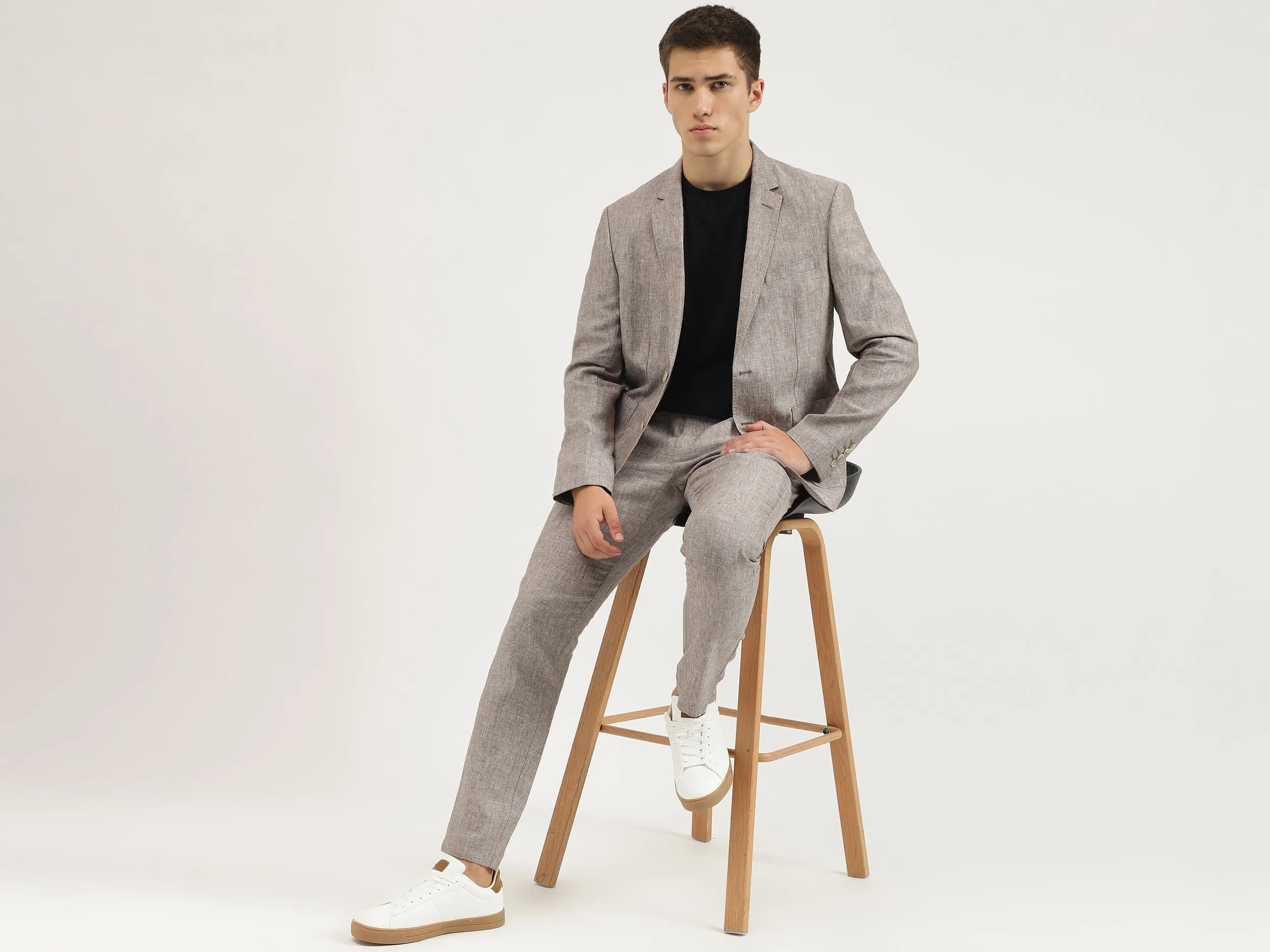 Slim Fit Lapel Collar Solid Blazer