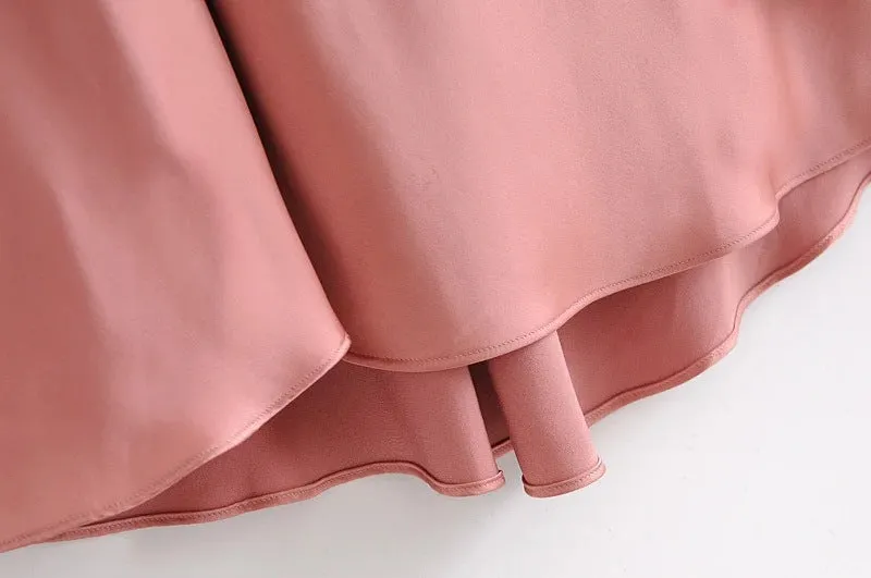 Sling Backless Silk Satin Slit Leg Midi Dresses Black