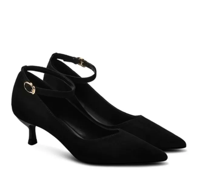 Small Feet Ankle Strap Suede Mid Heel Shoes MS296