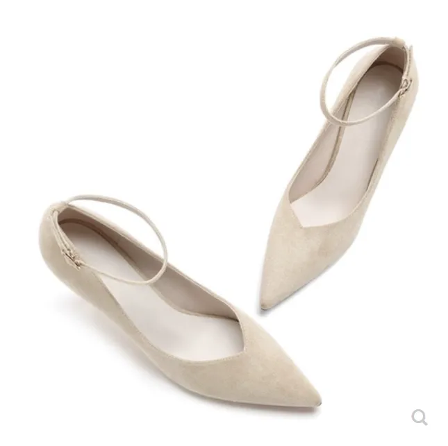 Small Feet Ankle Strap Suede Mid Heel Shoes MS296