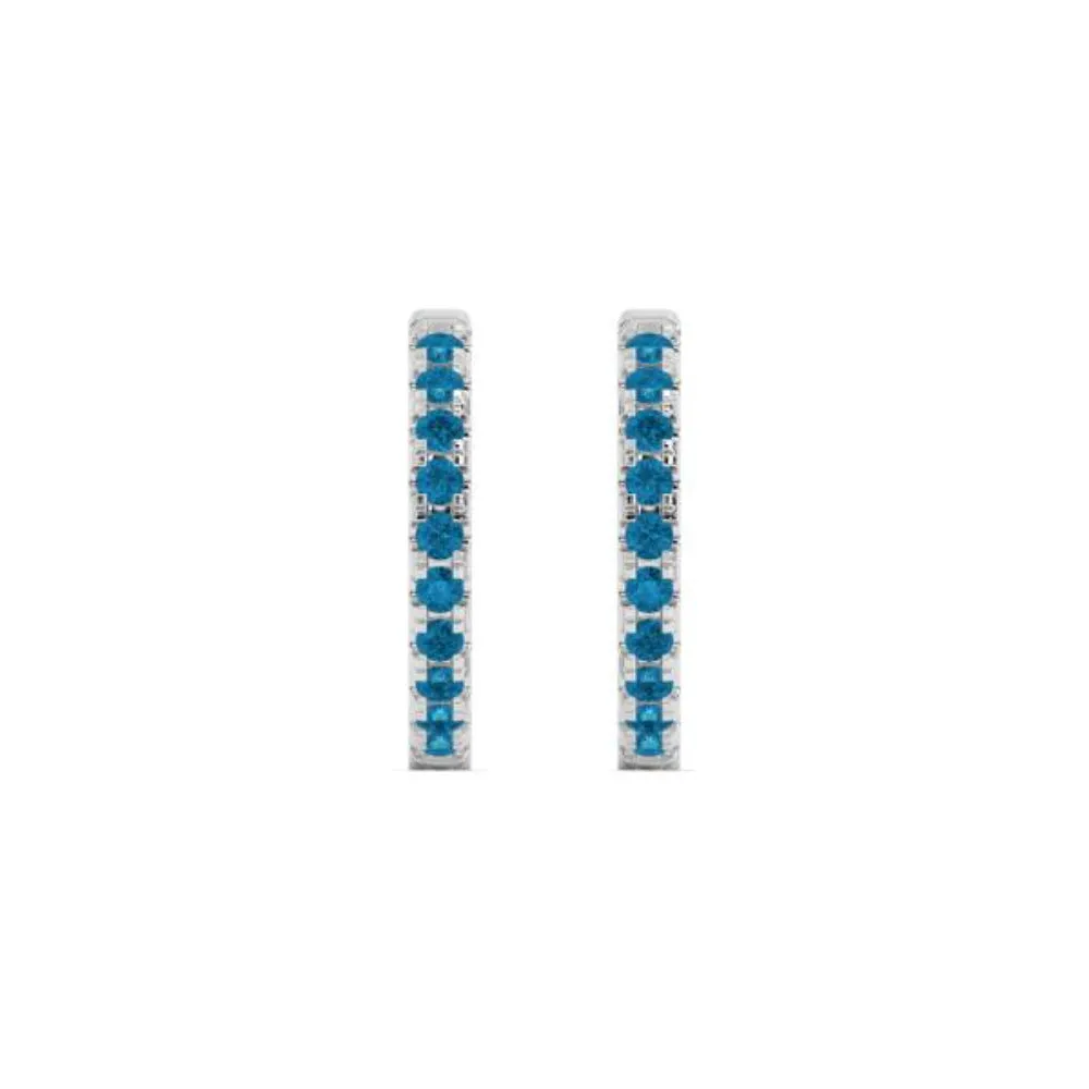 Smyth Jewelers 14k Gold Blue Topaz Hoop Earrings