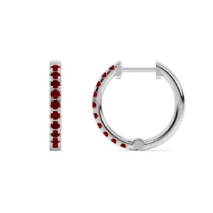 Smyth Jewelers 14k Gold Garnet Hoop Earrings