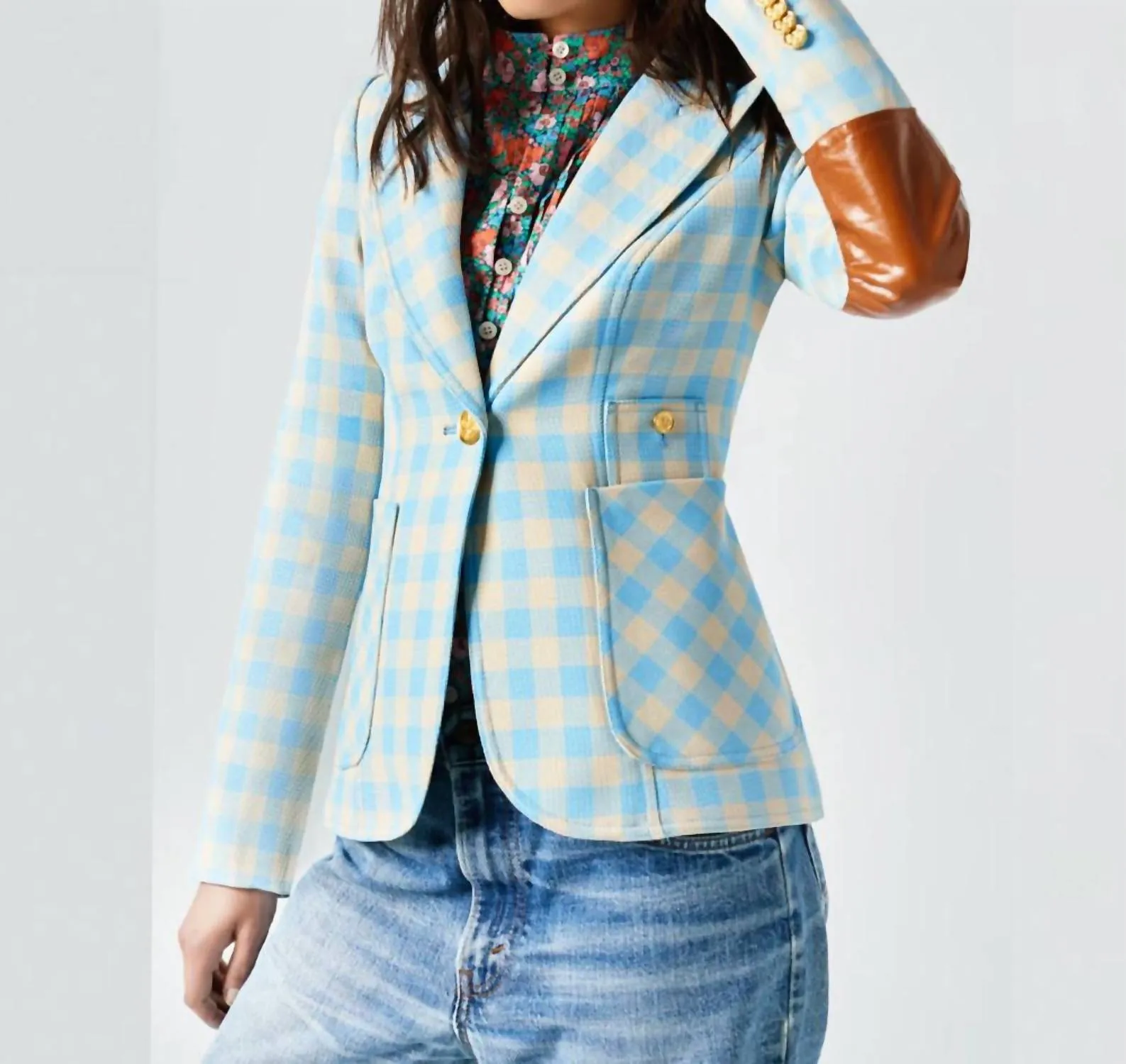 Smythe - Patch Pocket Duchess Blazer With Leather Elbow Patches