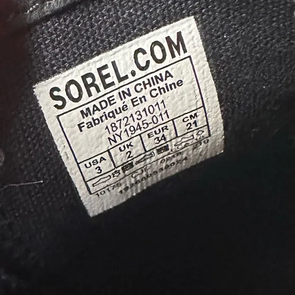 Sorel Youth  Joan of Arc Arctic ||  Black Gray Wedge ankle  Boots Size 3Y