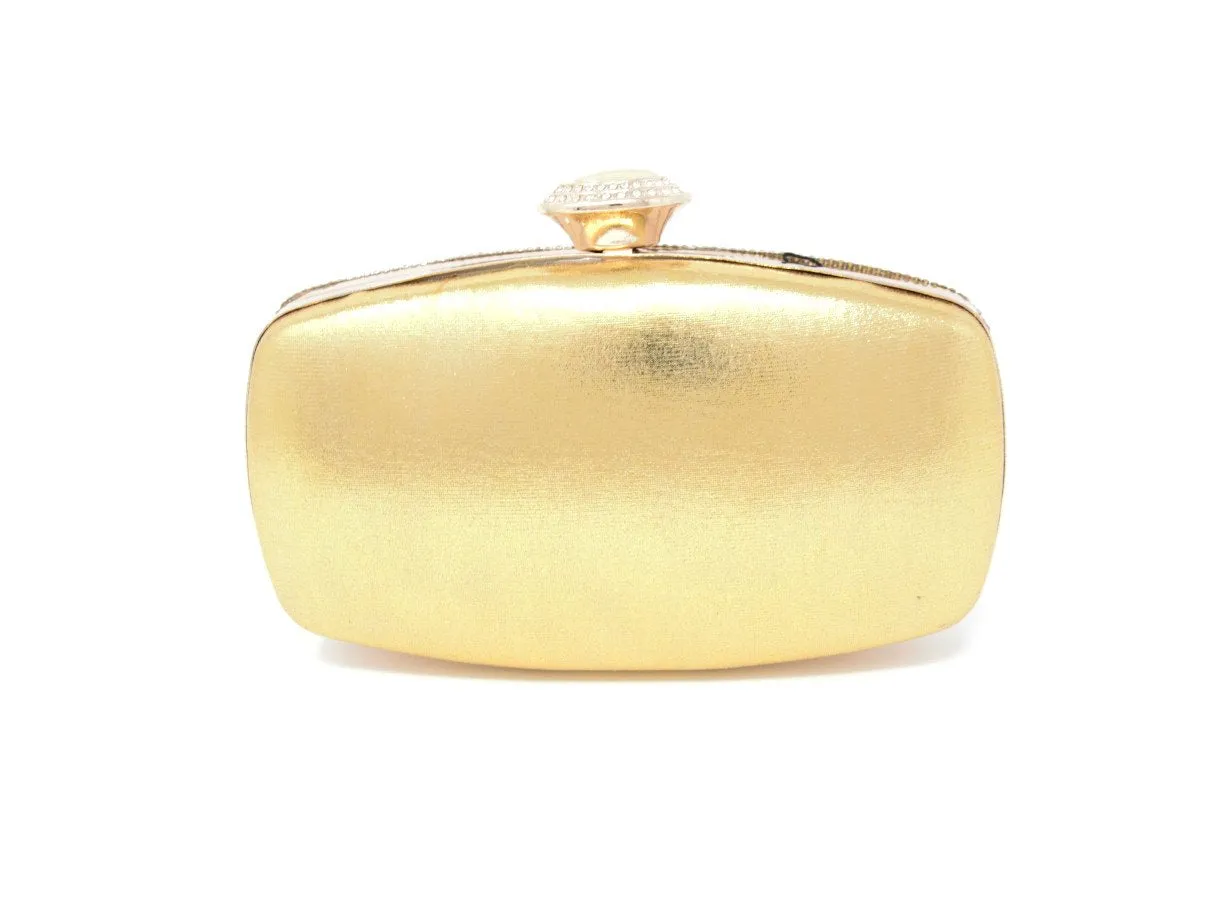 Sparkling Gold & Silver Dual Tone Clutch with Handle and Chain