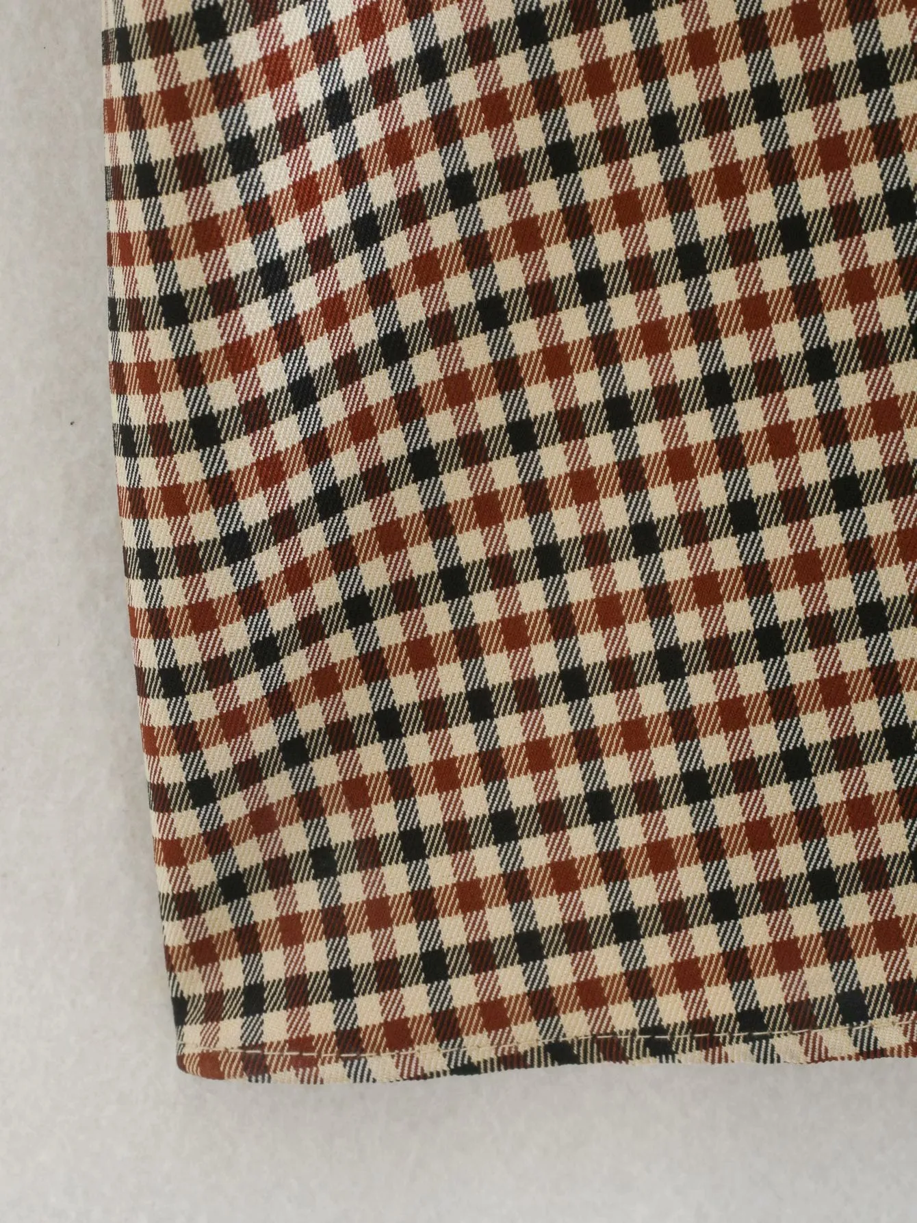 Square Collar Lattice Plaid Mini Dress