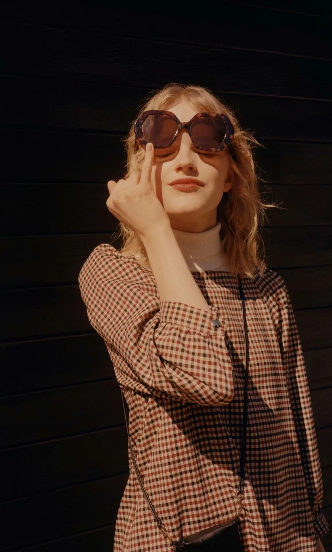 Square Collar Lattice Plaid Mini Dress