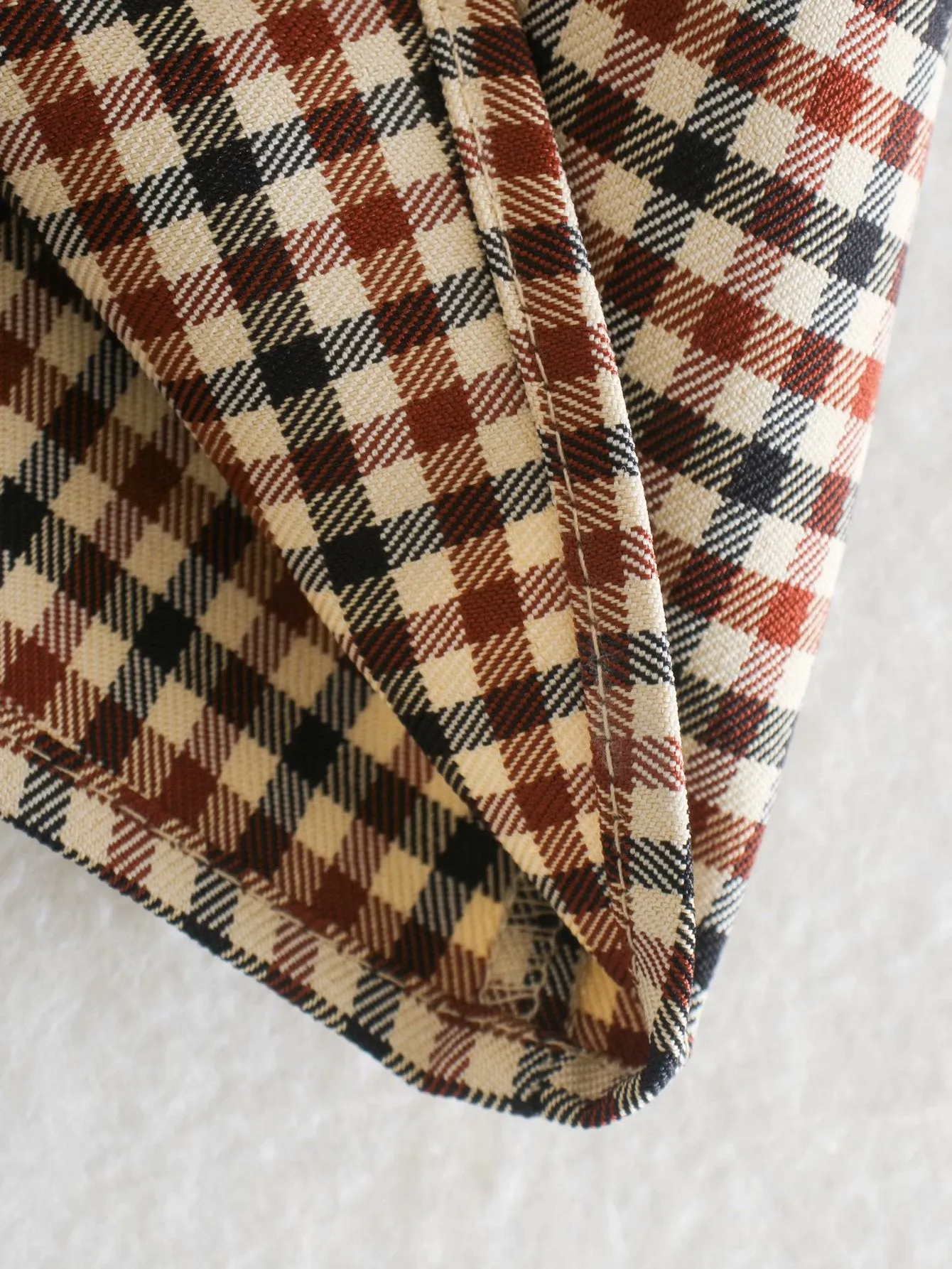 Square Collar Lattice Plaid Mini Dress