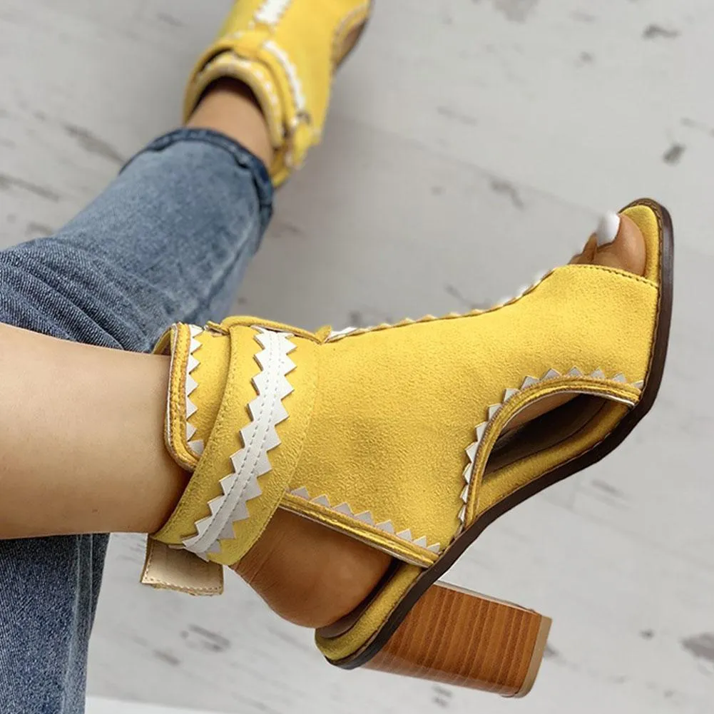 Square Heels Buckle Strap Gladiator Sandals