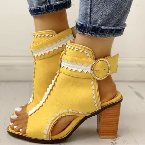 Square Heels Buckle Strap Gladiator Sandals