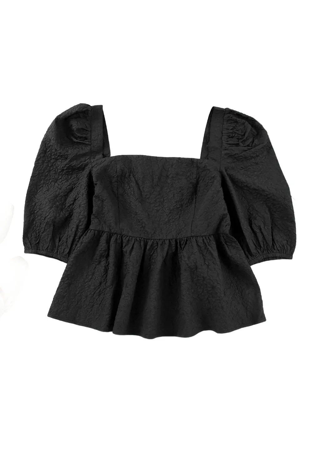 Square Neck Puff Sleeve Dress Blouse