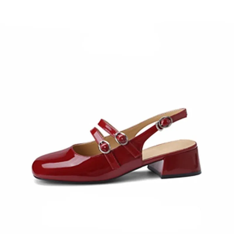Square Toe Block Heel Mary Jane Shoes