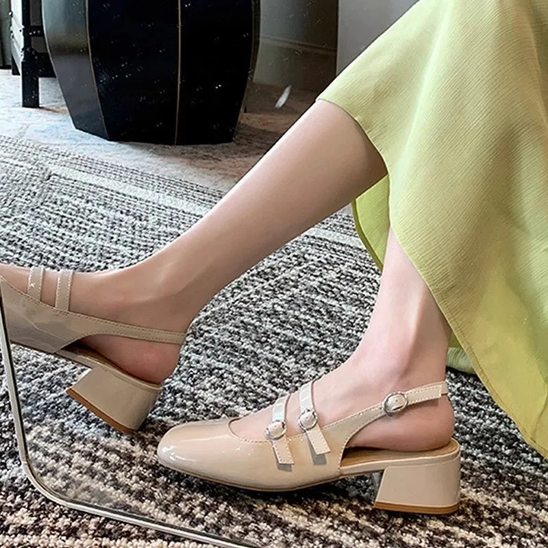 Square Toe Block Heel Mary Jane Shoes