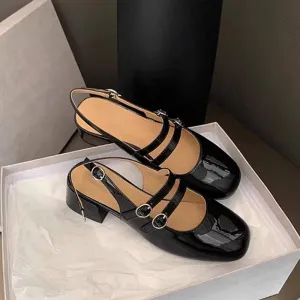 Square Toe Block Heel Mary Jane Shoes