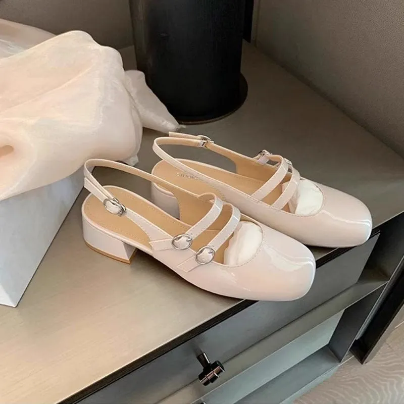 Square Toe Block Heel Mary Jane Shoes