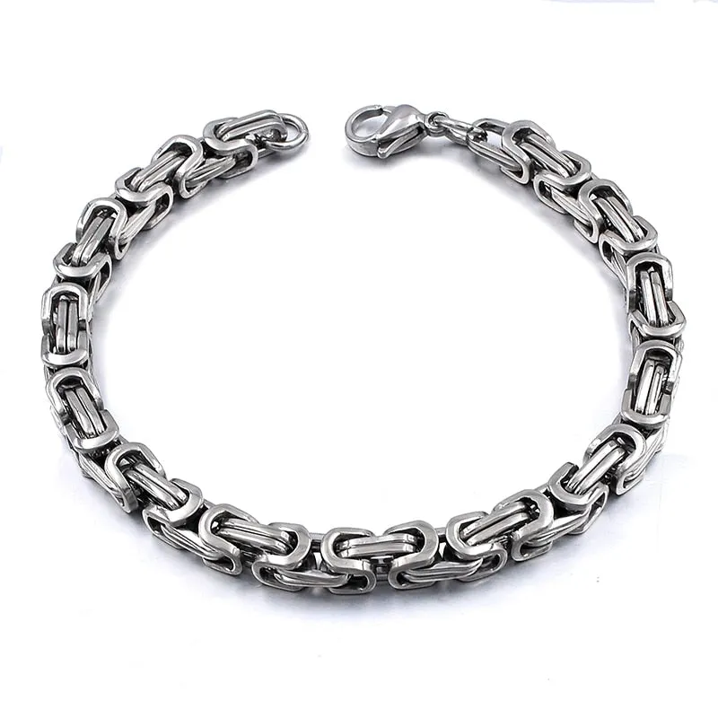 Stainless Steel Byzantine Chain Bracelet