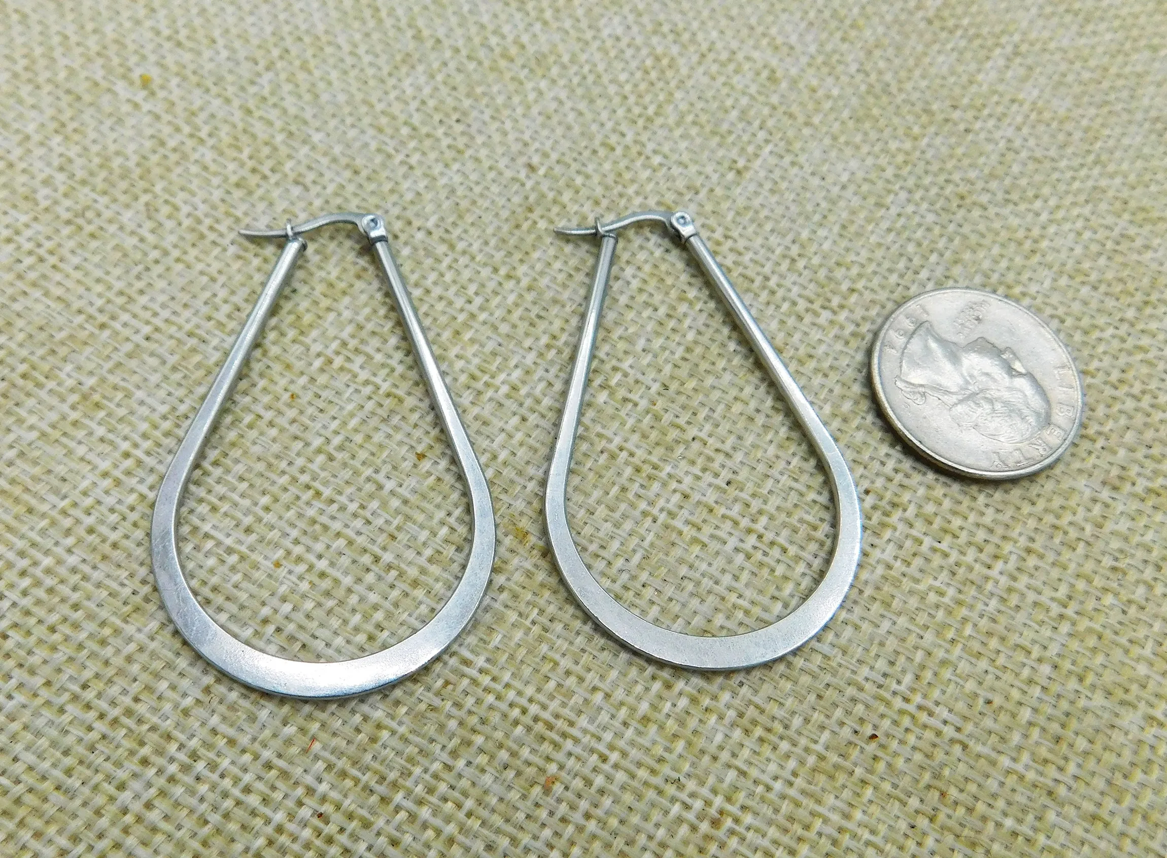 Stainless Steel Hoop Earrings Long Women Jewelry