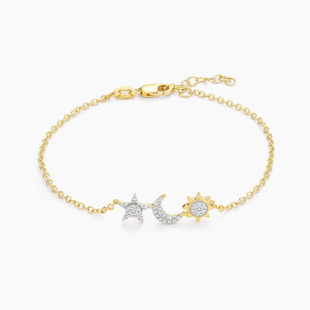 Star, Moon & Sun Chain Bracelet