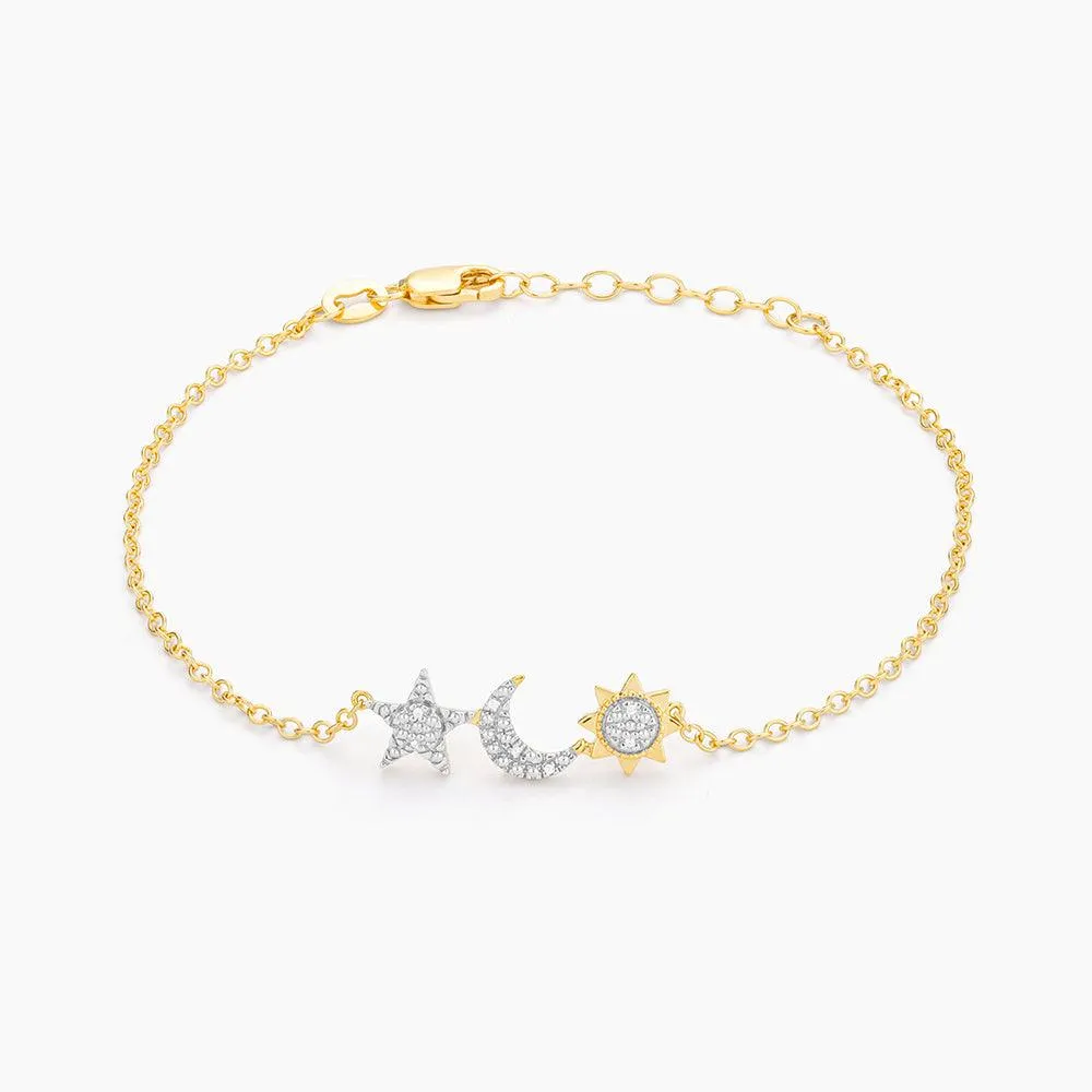Star, Moon & Sun Chain Bracelet