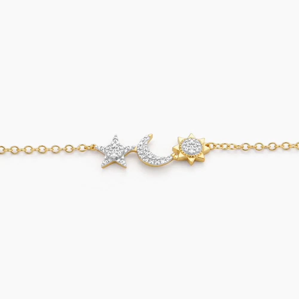 Star, Moon & Sun Chain Bracelet