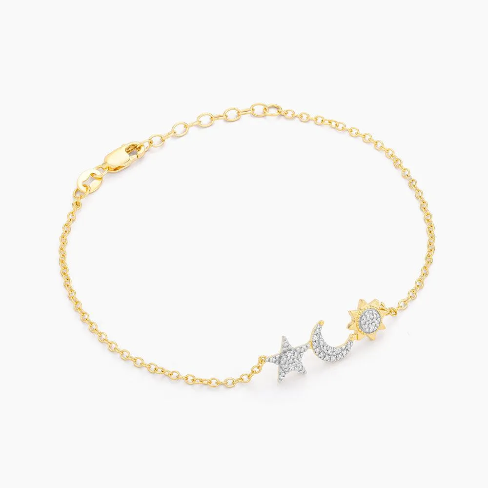 Star, Moon & Sun Chain Bracelet