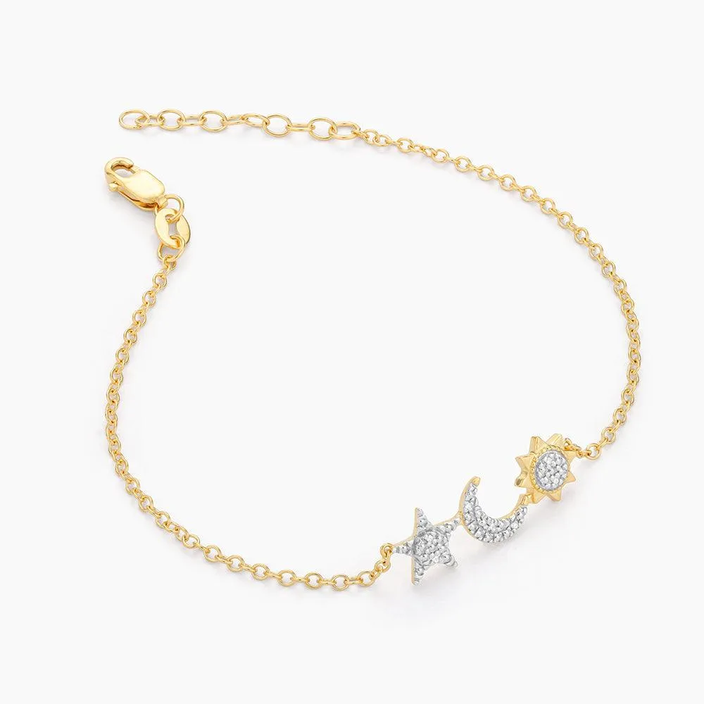 Star, Moon & Sun Chain Bracelet