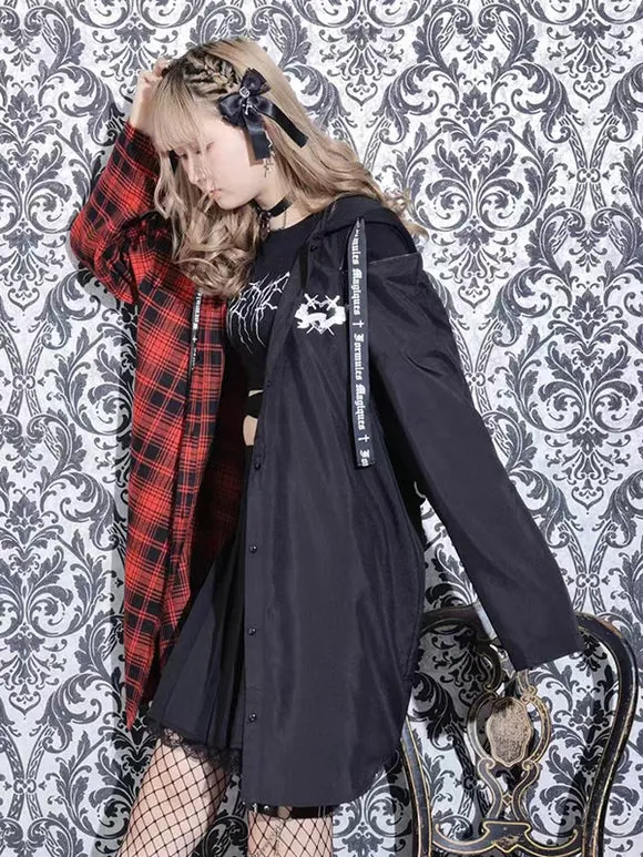 Steampunk Lolita Blouses Long Sleeves Blouse Lolita Top Plaid Blue Lolita Shirt
