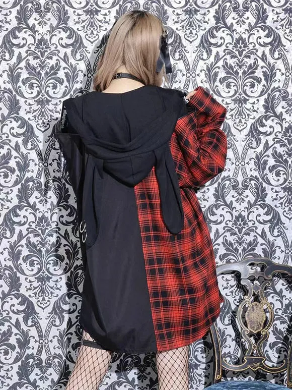 Steampunk Lolita Blouses Long Sleeves Blouse Lolita Top Plaid Blue Lolita Shirt
