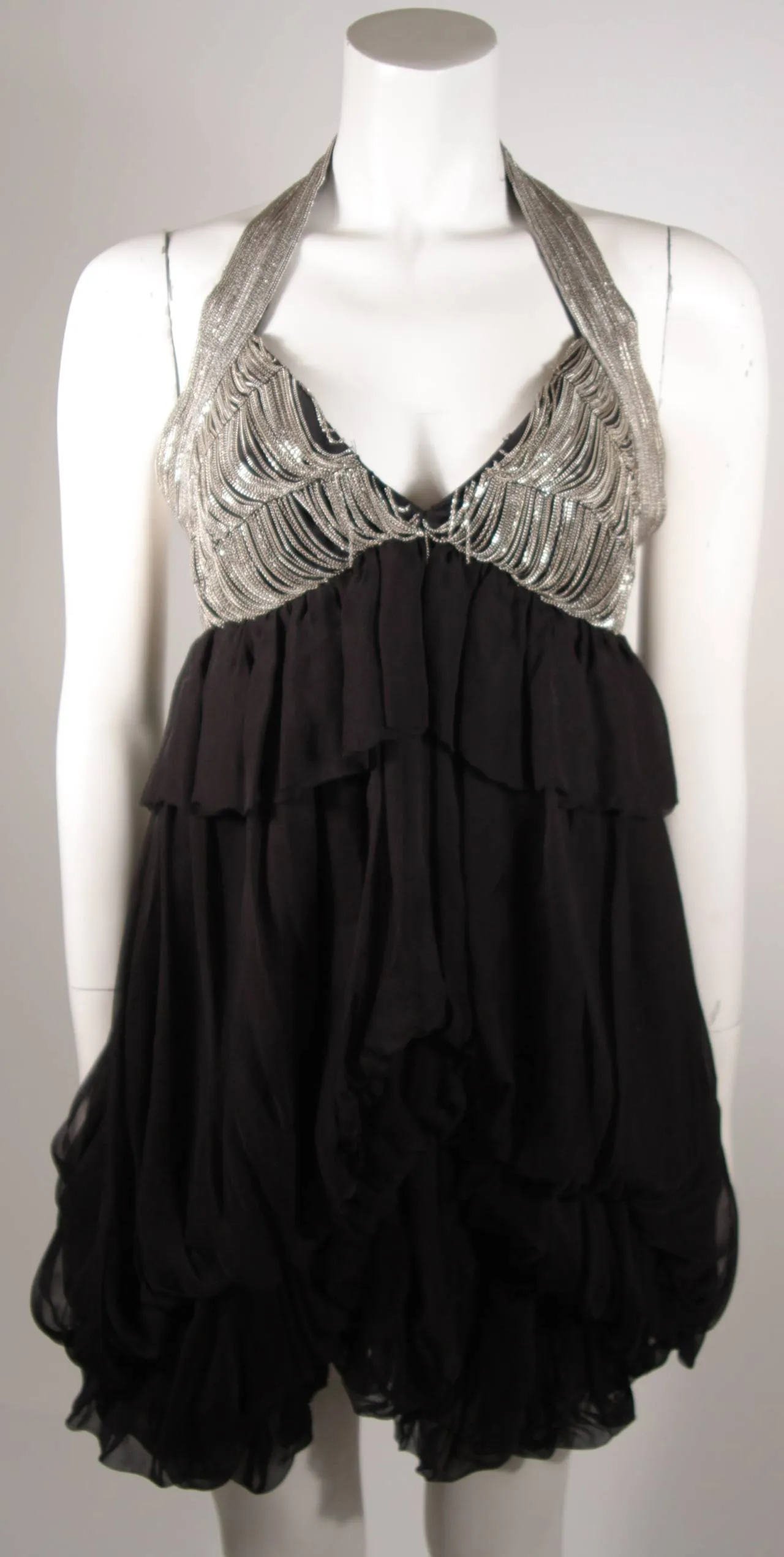 STELLA MCCARTNEY Bubble Style Metal Chain Halter Dress Size 40