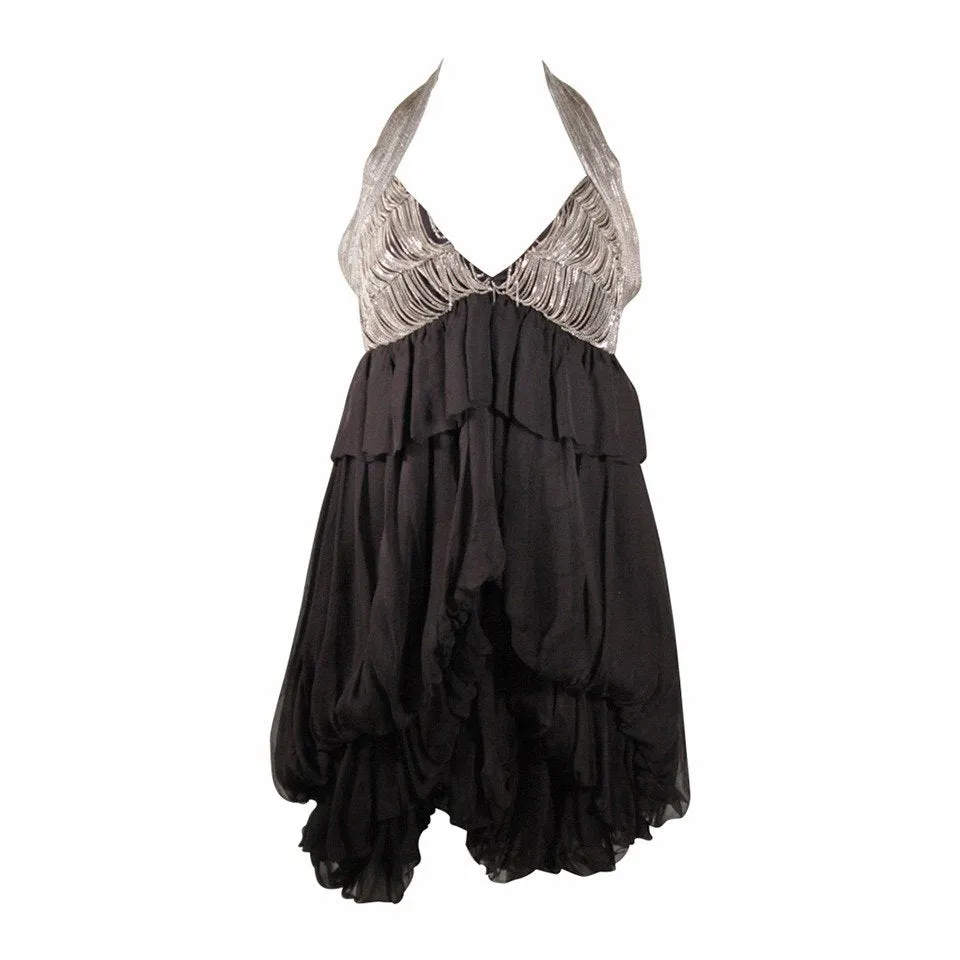 STELLA MCCARTNEY Bubble Style Metal Chain Halter Dress Size 40
