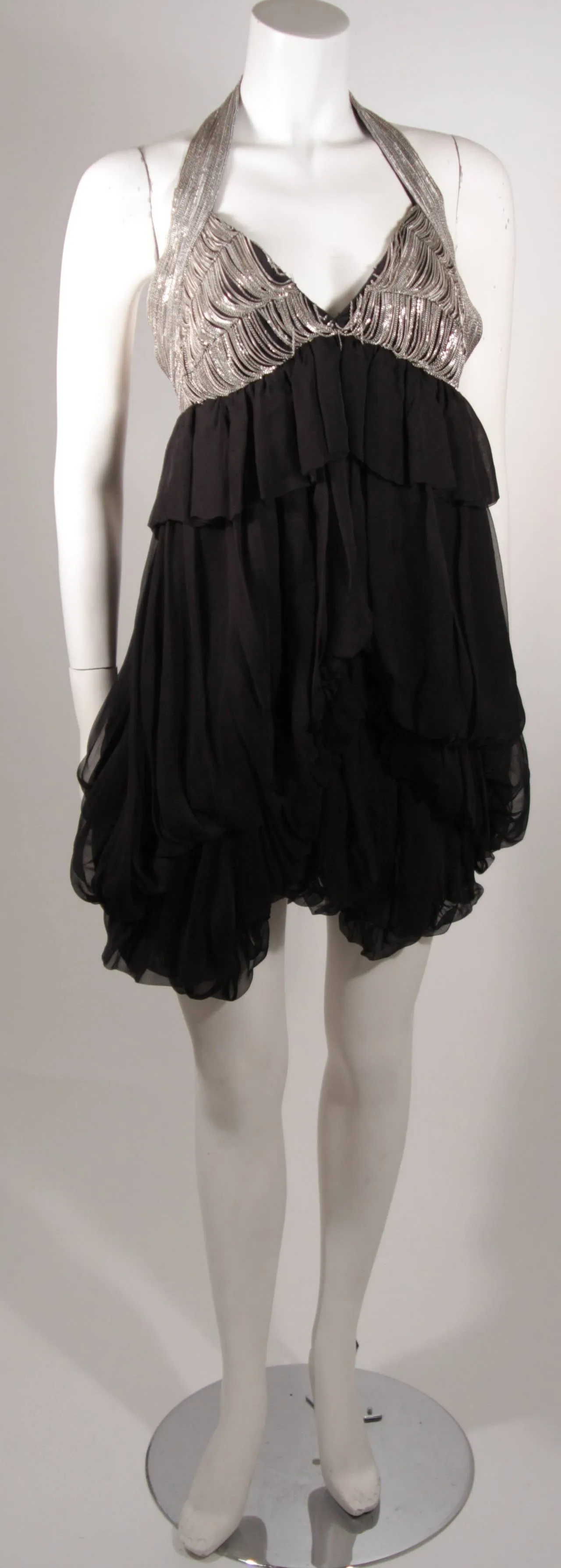 STELLA MCCARTNEY Bubble Style Metal Chain Halter Dress Size 40