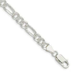 Sterling Silver 5.5mm Pav� Flat Figaro Chain