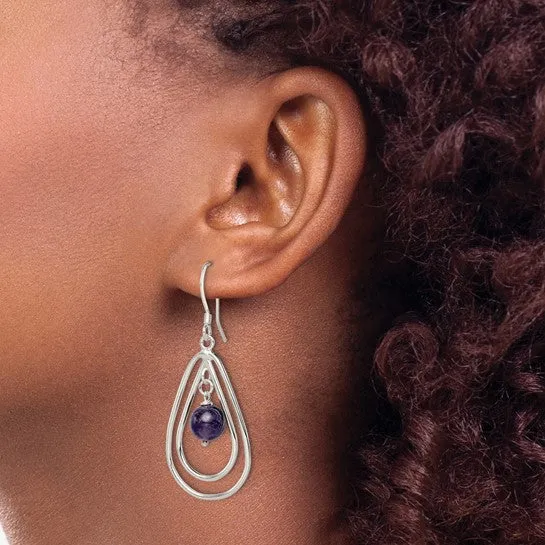 Sterling Silver Amethyst Teardrop Dangle Earrings