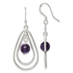Sterling Silver Amethyst Teardrop Dangle Earrings