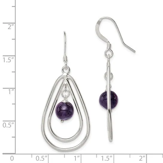 Sterling Silver Amethyst Teardrop Dangle Earrings