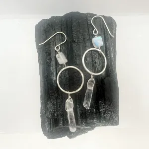 Sterling Silver Gemstone Earrings - Quartz and Moonstone