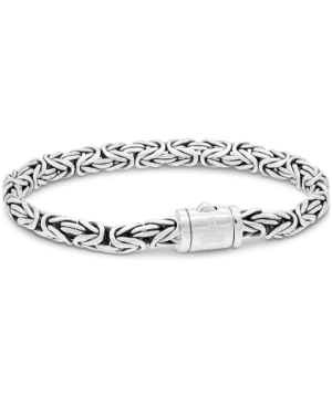 Sterling Silver Oval Borobudur Chain Bracelet - 6mm