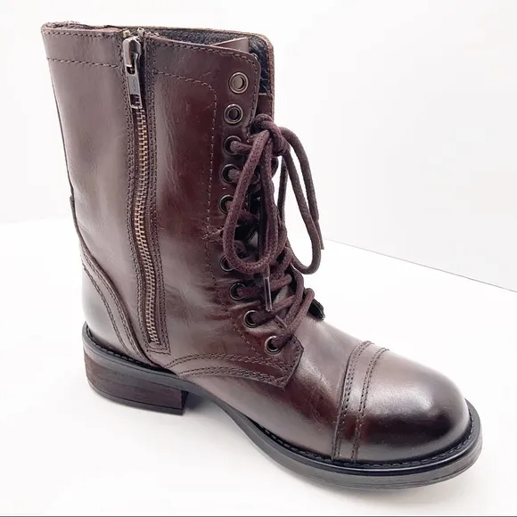 {Steve Madden}Troopa Lace-up Leather Combat Boots