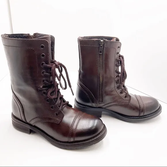 {Steve Madden}Troopa Lace-up Leather Combat Boots