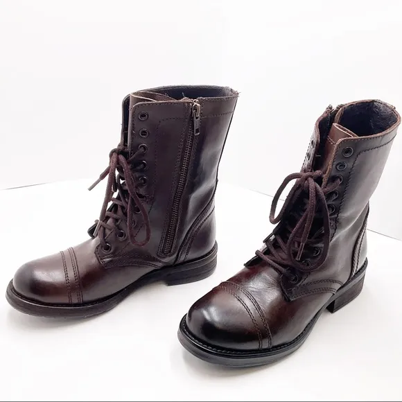 {Steve Madden}Troopa Lace-up Leather Combat Boots