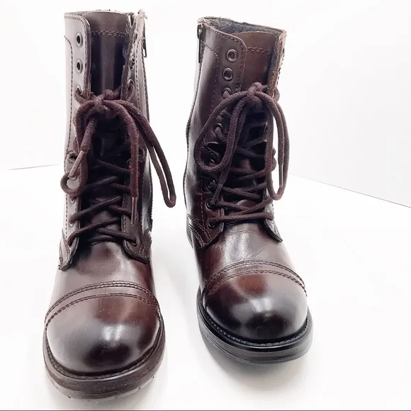 {Steve Madden}Troopa Lace-up Leather Combat Boots