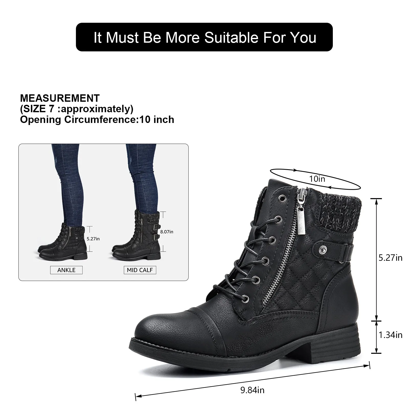 STQ Women's Combat Boots Lace up Ankle Booties