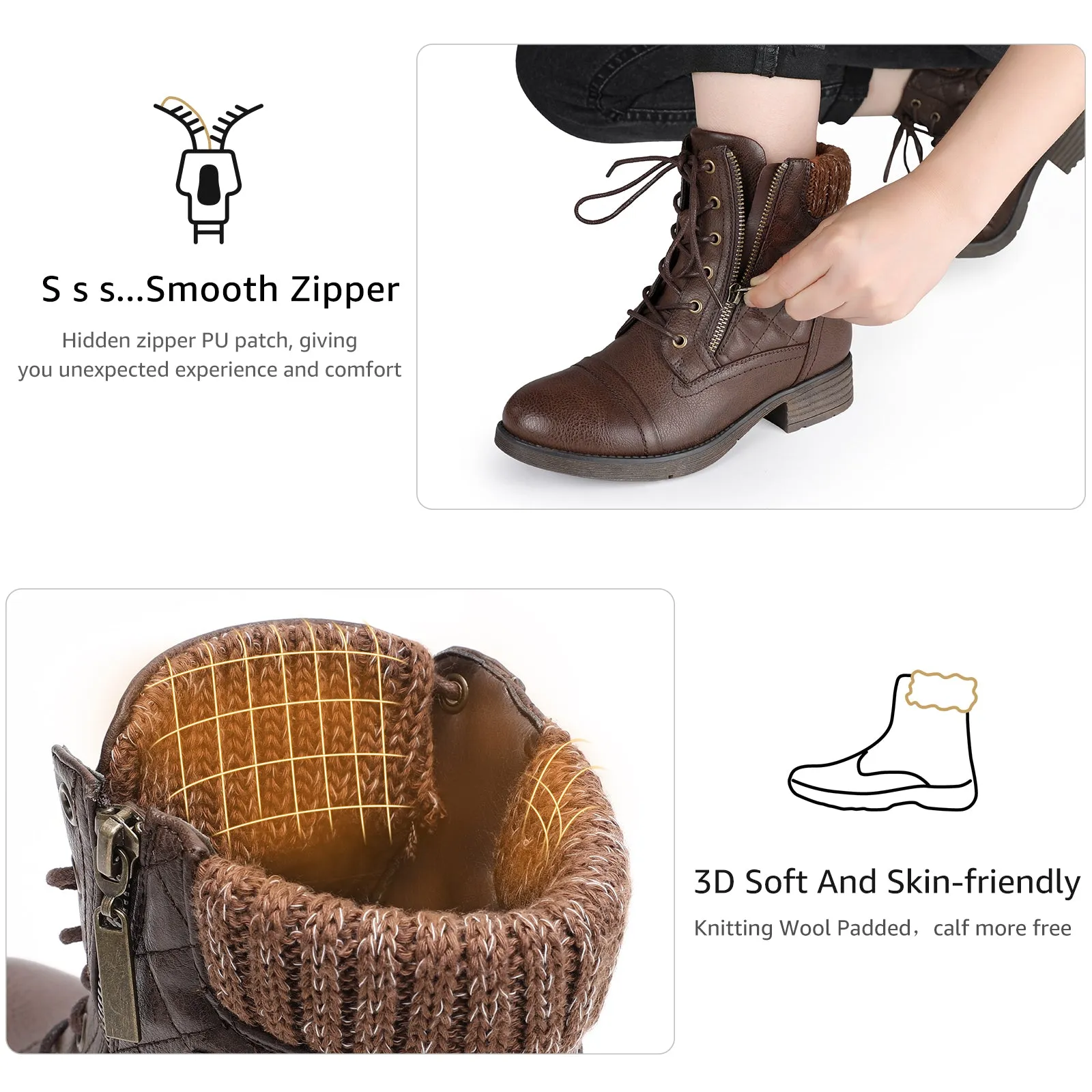 STQ Women's Combat Boots Lace up Ankle Booties